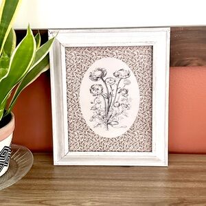Vintage Style Floral Botanical Canvas Art Print Distressed White Painted Frame